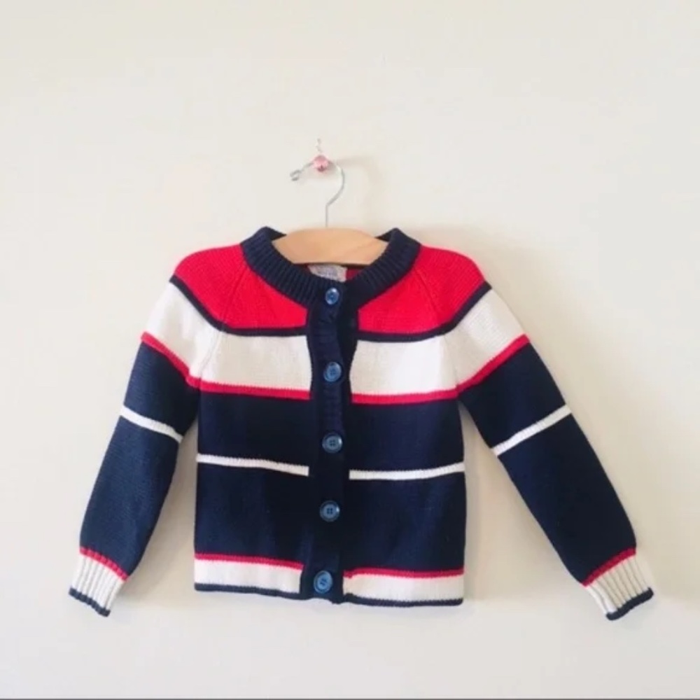 Vintage Boys Striped Red White Blue Sweater Small